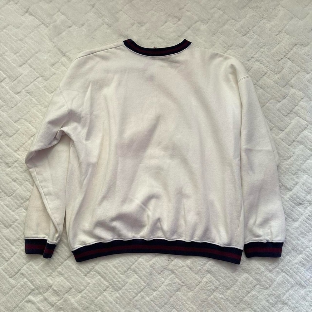 Vintage 1990s Cream Golf Clubs embroidered Graphic Sweatshirt with Stripe Trim L - Picture 7 of 8